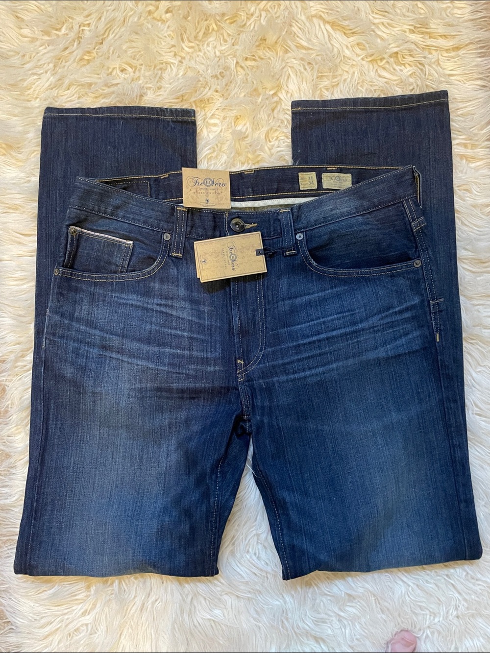 Tre Vero III Jeans Men’s Dark Blue Straight Fit Denim Jeans NWT